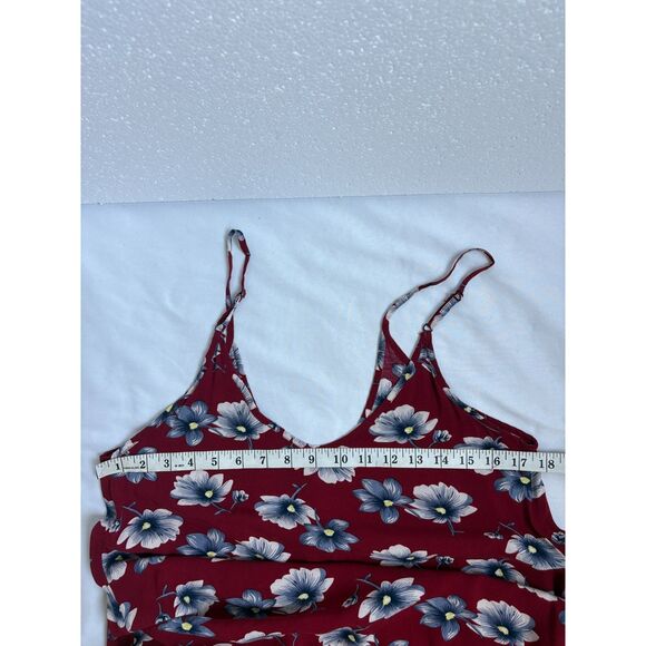 Long Red Maxi Floral Dress Size S Romantic Summer Vacation Feminine Flowers Cute - Picture 11 of 12
